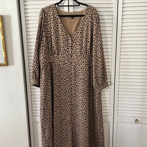 J. Crew Beige and Black Leopard Print V-Neck Dress